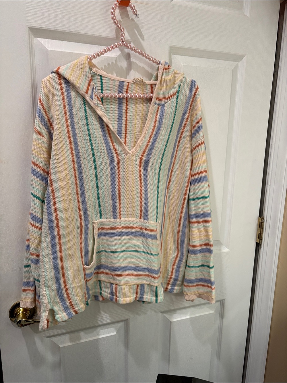 Hem and thread lightweight sweater  beach stripe hoodie NWOT
